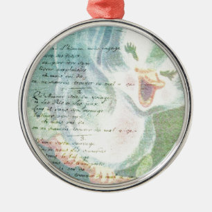 Vintage Bird Digital art collage Metal Tree Decoration