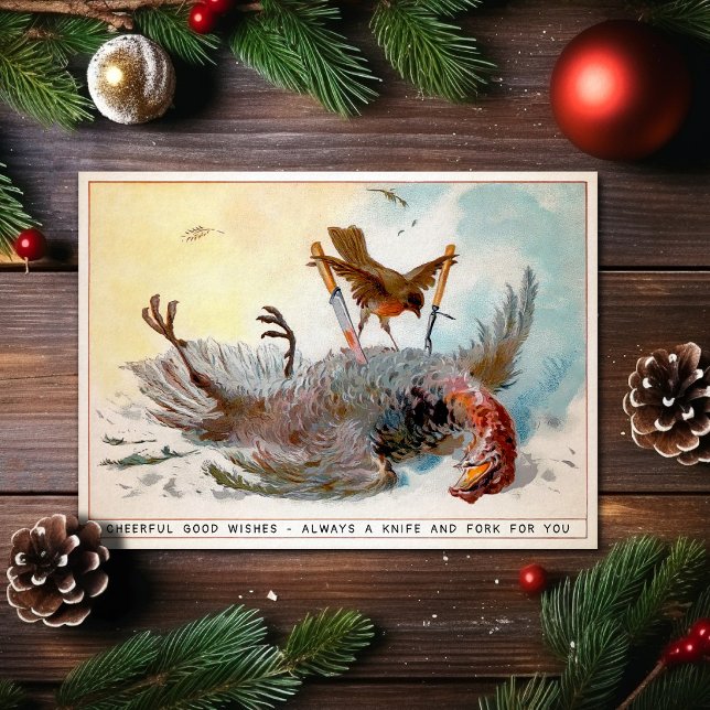 Vintage Bird Eating a Bird Christmas Card (Creator Uploaded)