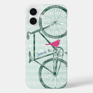 Vintage Bird Emerald Green Bike Pattern Iphone 5 16 Plus Case