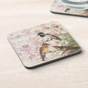 Vintage Bird Ephemera Decoupage Coaster