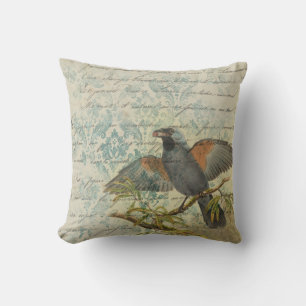 Vintage Bird Ephemera Decoupage Cushion