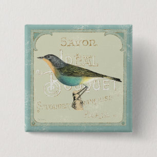 Vintage Bird Facing the Left 15 Cm Square Badge