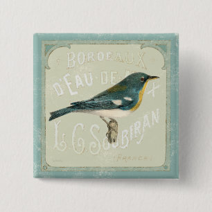 Vintage Bird Facing the Right 15 Cm Square Badge