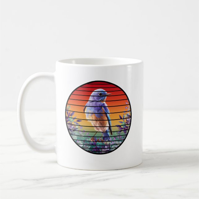 VINTAGE BIRD FLORAL FLOWER  COFFEE MUG (Left)