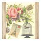 Vintage Bird Floral French Paris Eiffel Tower