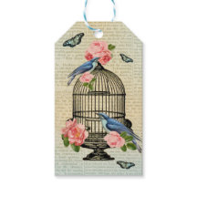 Vintage bird & flower feminine & girly gift tags