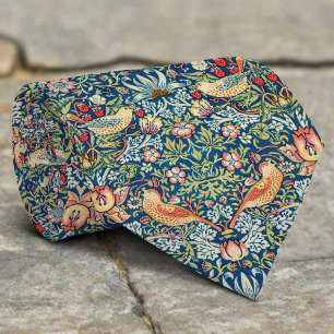 Vintage Bird Flower Strawberry Christmas Pattern Tie