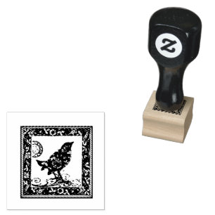 Vintage Bird Frame Wood Handle  Rubber Stamp