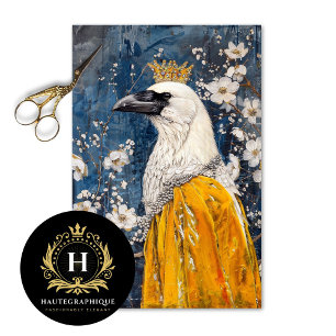 Vintage Bird Gothic Raven King Crown Decoupage  Tissue Paper