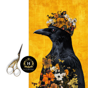 Vintage Bird Gothic Raven King Crown Decoupage Tissue Paper