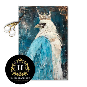 Vintage Bird Gothic Raven King Crown Decoupage  Tissue Paper