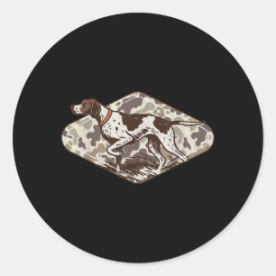 Vintage Bird Hunting Dog Pointer Fall Camo Duck Classic Round Sticker