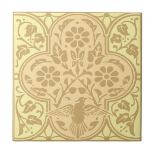 Vintage Bird In Floral Vine Frieze Pattern Tile