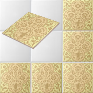 Vintage Bird In Floral Vine Frieze Pattern Tile