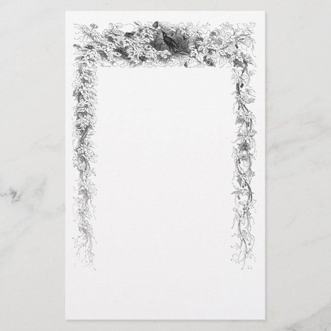 Vintage Bird in vine Stationery (Front)