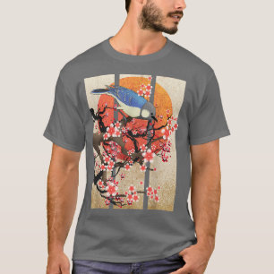 Vintage Bird Japanese Art Sakura Cherry Blossom Fl T-Shirt