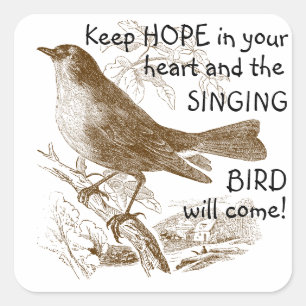 Vintage Bird Keep Hope in your Heart Stickers
