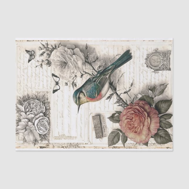 Vintage Bird Light Decoupage  Tissue Paper (Front)