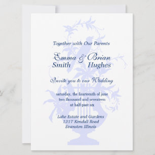 Vintage Bird & Lyre Silhouette Botanical Musical Invitation