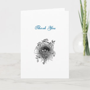 Vintage Bird Nest Illustration Thank You Card