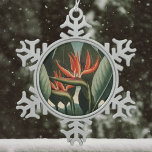 Vintage Bird of Paradise Botanical Temple of Flora Snowflake Pewter Christmas Ornament<br><div class="desc">This exotic bird of paradise "The Queen" design features the amazing vintage botanical artwork of Dr. Robert John Thornton via the Temple of Flora collection. The large orange exotic plants contrast the leafy and abundant tropical foliage. This public image is made available via a book collection from the Biodiversity Heritage...</div>