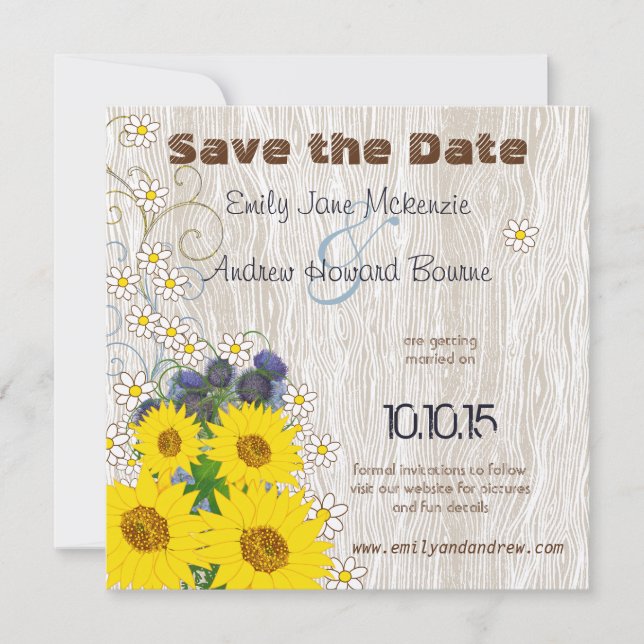 Vintage Bird on WoodGrain Wedding Save the Date (Front)