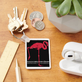Vintage Bird Pink Flamingo at Germany Munich Zoo Key Ring