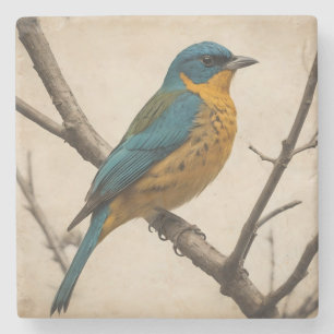 Vintage Bird Print Stone Coaster
