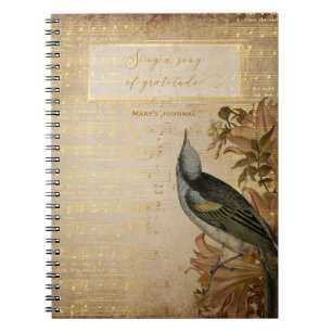 vintage bird song of gratitude notebook