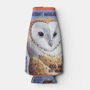 "Vintage Bird Stamps of Madagascar" Bottle Cooler