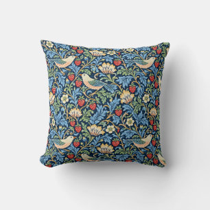 Vintage Bird, Strawberry & Floral Pattern Cushion