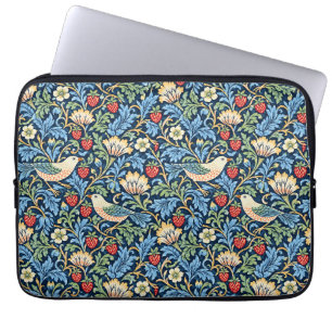 Vintage Bird, Strawberry & Floral Pattern Laptop Sleeve