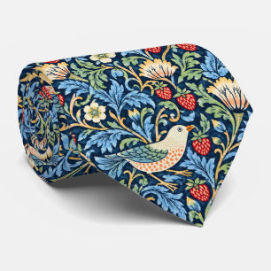 Vintage Bird, Strawberry & Floral Pattern Tie