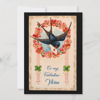 Vintage Bird To My Valentine Custom Holiday Card