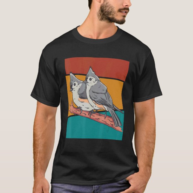 Vintage Bird Tufted Titmouse T-Shirt (Front)