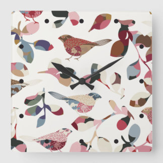 Vintage bird wallpaper square wall clock