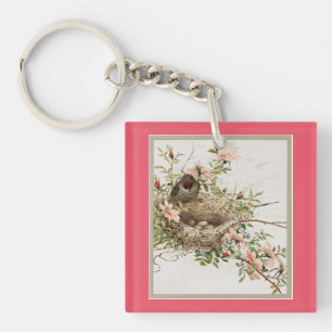 Vintage Bird Watching Nest Key Ring