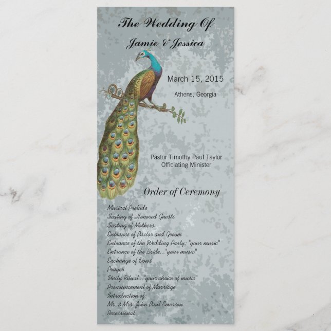 Vintage Bird Wedding Program Programme (Front)