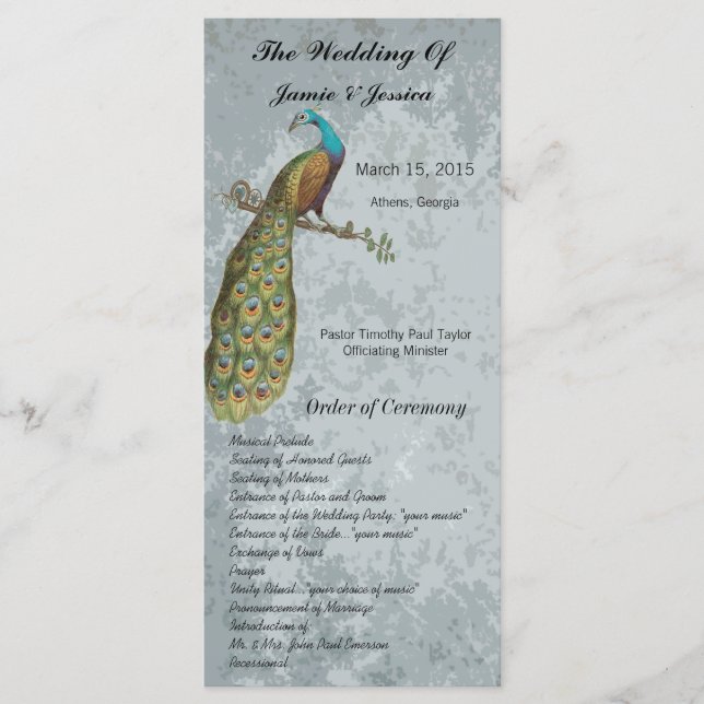 Vintage Bird Wedding Program Programme (Front)