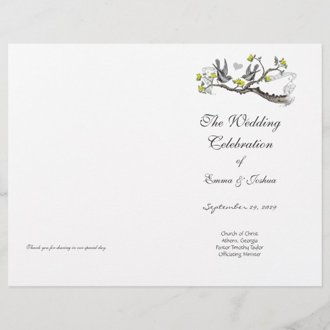 Vintage Bird Yellow & Grey Program Cover (Front)