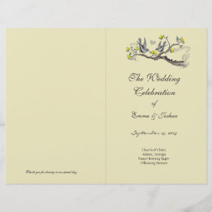 Vintage Bird Yellow & Grey TriFold Program Cover