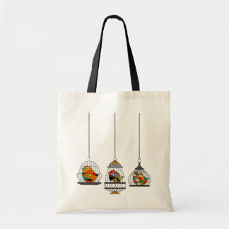 Vintage Birdcage Bird Tote Bag