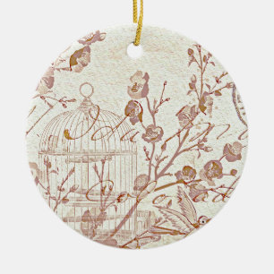 vintage birdcage ceramic tree decoration