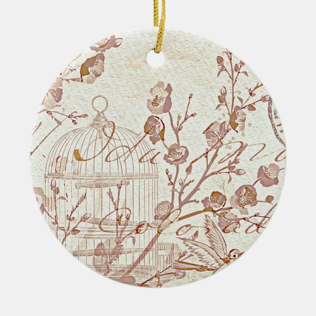 vintage birdcage ceramic tree decoration (Front)