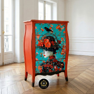 Vintage Birdcage Hat Floral Decoupage Tissue Paper