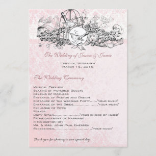 Vintage Birdcage Musical Scroll Wedding Menu