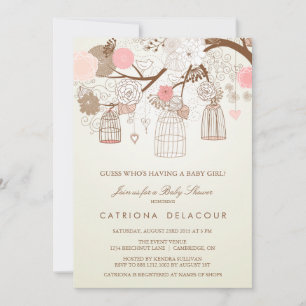 VINTAGE BIRDCAGES FLORAL BABY SHOWER INVITATION