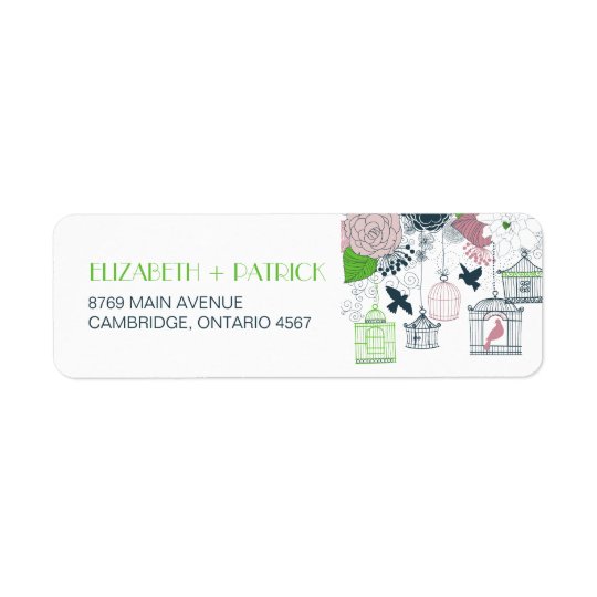 Vintage Birdcages Floral Wedding Address Label