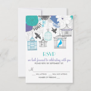 Vintage Birdcages Spring Floral RSVP Card