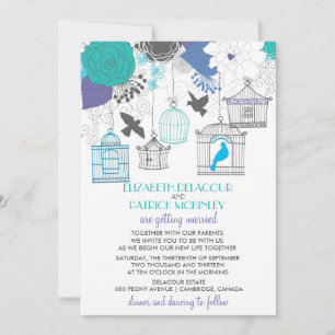 Vintage Birdcages Spring Floral Wedding Invitation